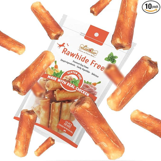 LuvChew Gluten Free Rawhide Free Dog Chew Chicken Rolls Mini 2.5" for Small Dogs 10 pcs/Pack