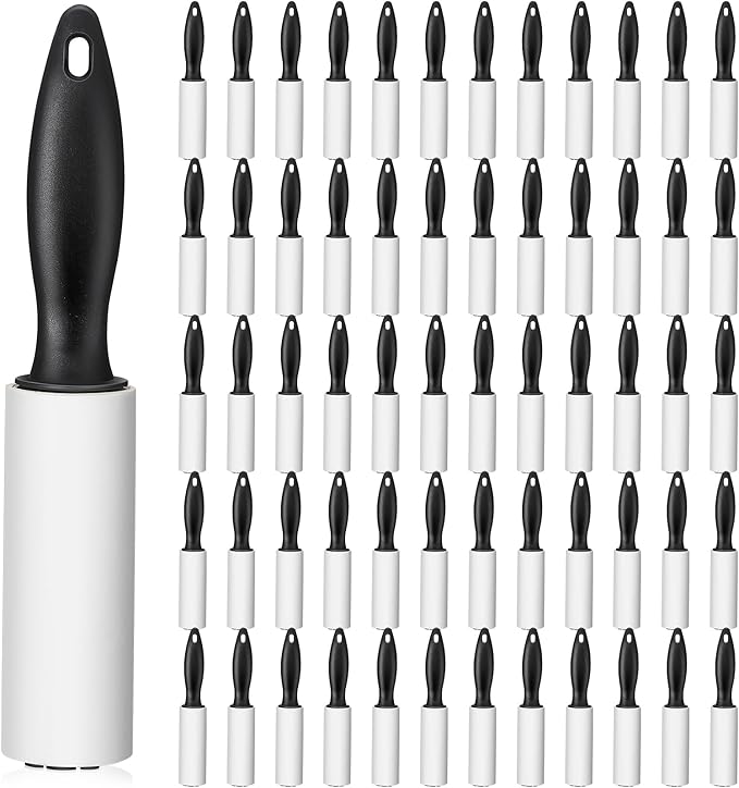 Zhehao 60 Pack Mini Lint Roller Bulk Small Lint Remover Travel Size Portable Brushes Sticky Roller for Clothes Pet Hair Furniture Couch Carpet Car Seats Bedding