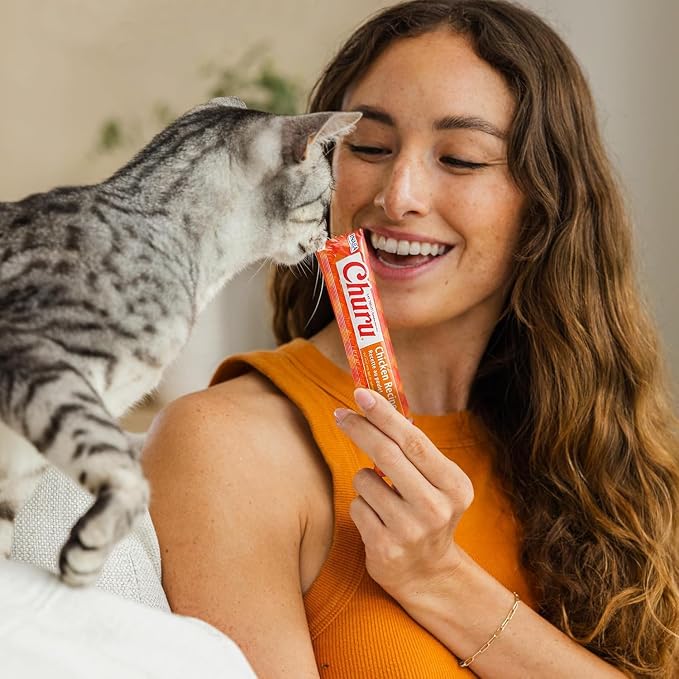 INABA Churu Lickable Purée Natural Cat Treats Gift Box - Tuna with Salmon Recipe, Case of 128 Tubes (16 Gift Boxes of 8 Tubes Each)
