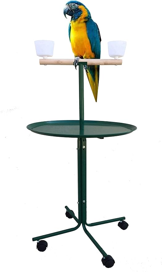 Large 23" Play T-Stand Perch Metal Base Parrot Bird Cage Amazon African Grey Macaw Cockatoo (23", Green)