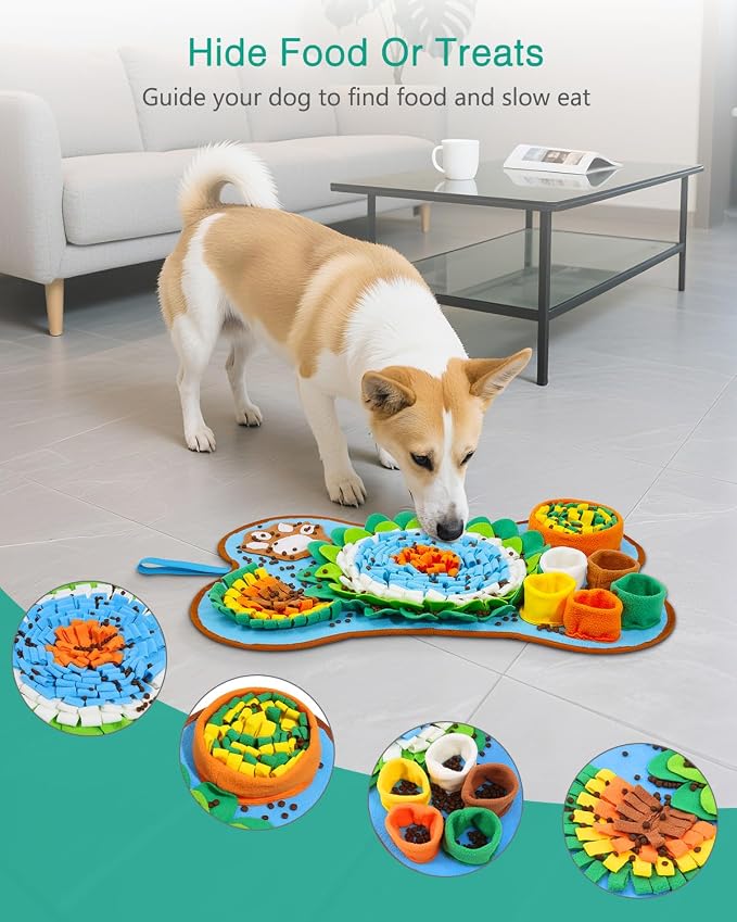 ORIA Snuffle Mat for Dogs, Interactive Slow Feeder Mat, Mental Stimulation, Boredom Busters, Anxiety Relief, Dog Puzzle Toy & Treats Hunting Game for Small Medium Dogs Puppies, 25''x17''