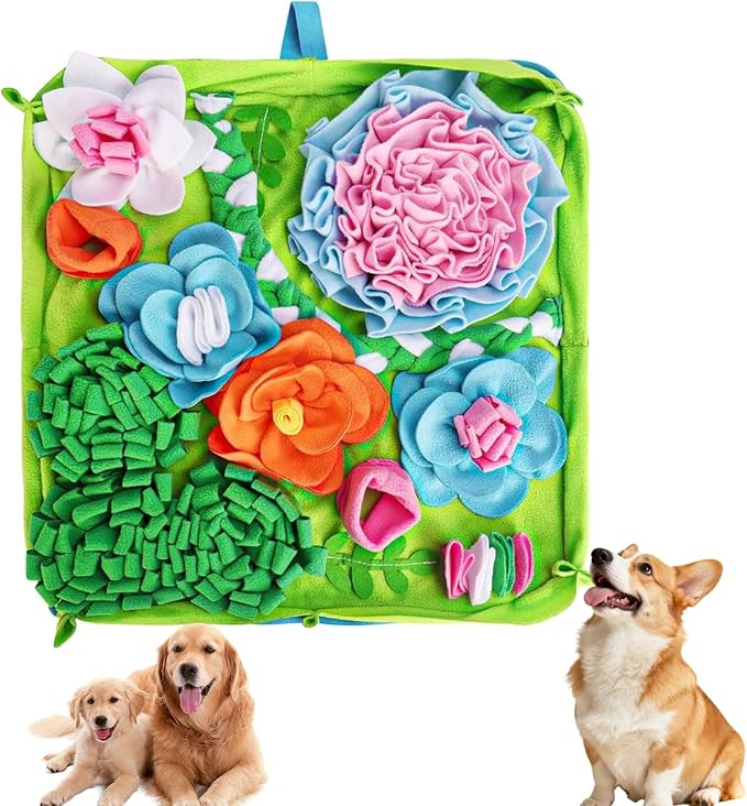 Heavy-Duty Snuffle Mat for Dogs, 19.7" Non-Slip Foraging Mat with Table-Fixing Straps, Interactive Dog Puzzle Toy for Slow Feeding, Mental Enrichment for Large & Small Dogs