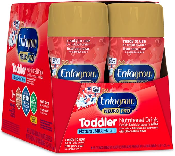 Enfagrow NeuroPro Toddler Nutritional Drink, Try Our Brain-Supporting Trio, Ready to Use, 8 fl Oz (24 Bottles)