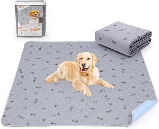 Pee Pads for Dogs Washable,34x52 Reusable Puppy Pads, Absorbent Whelping Pads with Bone Print, Non-Slip Waterproof Pet Training Pads for Couch, Crate, Potty Training