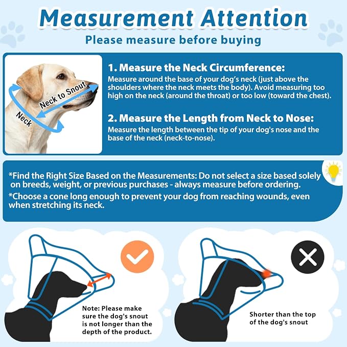 Dog Cone Collar, Clear Recovery Cone to Stop Licking, Adjustable Depth for Large Dogs, E-Collar with Reflective Strip for Night Visibility After Neuter Blue XXL