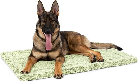 PELZIN Stoutwool Indestructible Dog Bed - Fluffy Chew Proof Dog Crate Pad - Tough Kennel Pad for Aggressive Chewers - Ideal for Extra Large Breeds & Fits 48-Inch Crate - 47"x29", Gleam