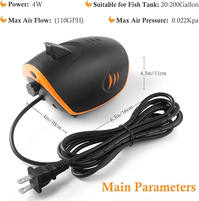 HITOP 110GPH Aquarium Air Pump and 7in Bio Sponge Filter