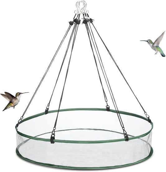 FoldTier 1 Pieces Universal Wild Bird Seed Catcher Hanging Hoop Platform Bird Seed Catcher Tray for Hummingbird Feeders Bee Feeder Outdoor Garden Accessories (24 Inch)