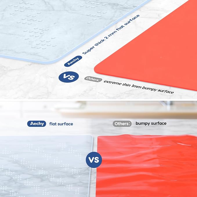 AECHY Extra Large Silicone Mat 35.3"x23.5"x0.08", Multipurpose Silicone Mat Thick Heat Resistant Mat Shipped Rolled Up Kitchen Counter Mat Nonslip Silicone Mats for Kitchen Counter Clear