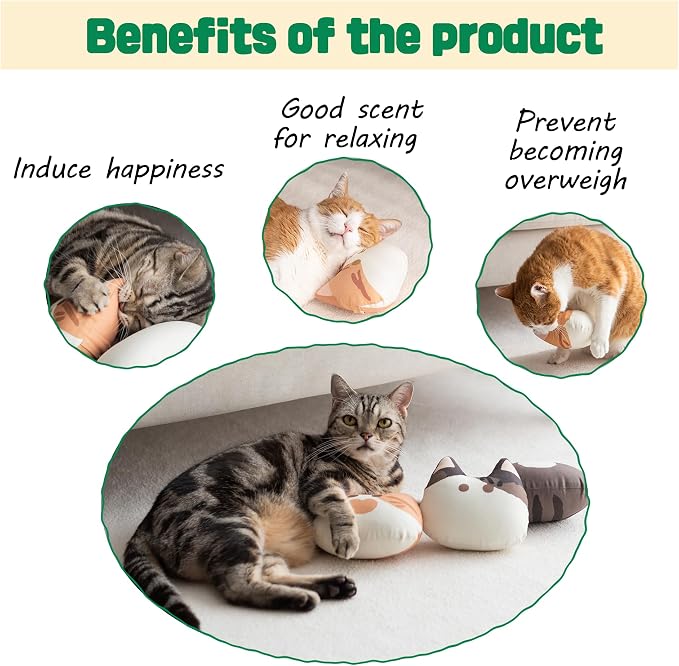 Gororong Premium Large 6" Cats Toy with Natural Catnip Inside for Indoor Cats - Bite Resistant & Refillable Cat Toys (Kkomi)