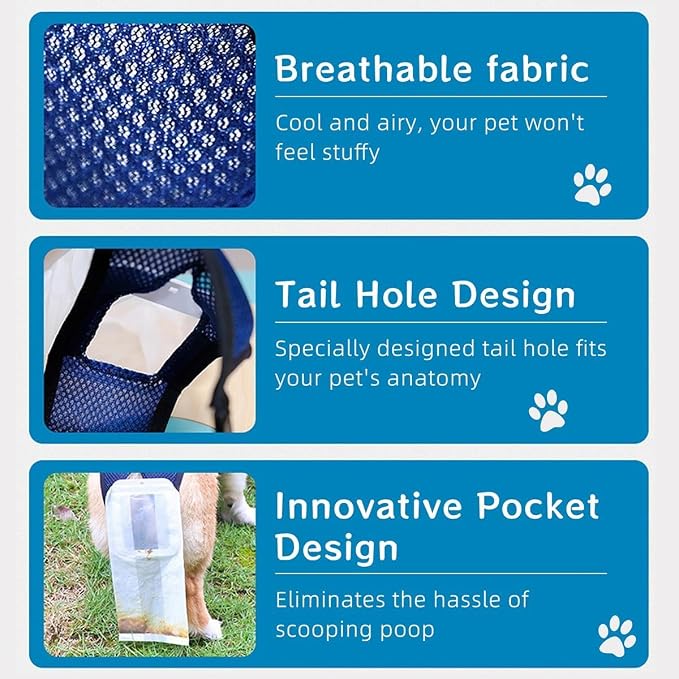 Wearable Waste Collection Bag For Small Elderly Dogs - Convenient Dog Poop Scooper and Waste Collection Pants for Senior Pet (Medium Suit Weight 16.5-27.5lbs Waist 15in)