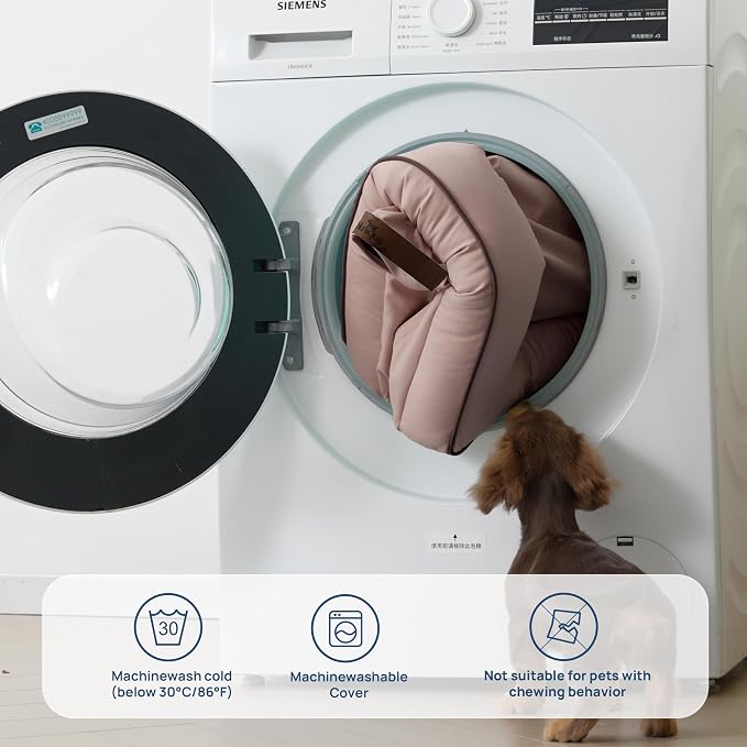 Cooling Dog Bed Large Sized, Orthopedic Pet Cooling Beds with Sides, Breathable Egg Crate Foam with Removable Washable Cover, Q-Max>0.45, Non-Shedding Hair, Dusty Rose