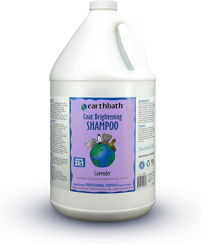 earthbath, Lavender Dog Shampoo - Coat Brightening Shampoo for Dogs, Deodorizing Dog Wash, Made in USA, Shampoo for Smelly Dogs, Cruelty Free Pet Shampoos - 128 Oz (1 Pack)