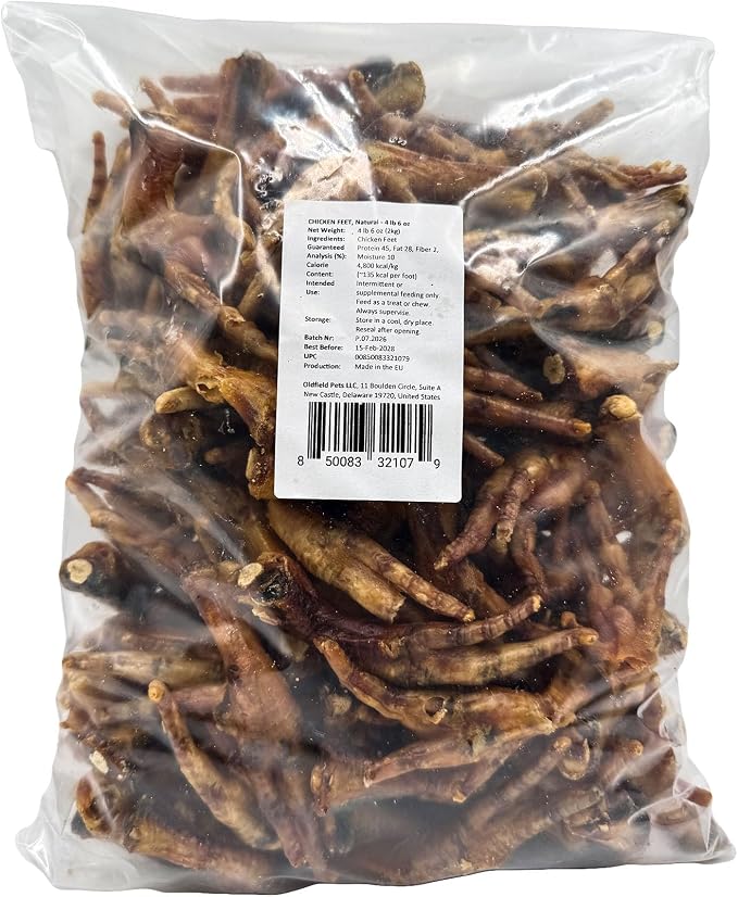 Chicken Feet Dog Treats, Dehydrated Chicken Feet for Dogs, Single Ingredient High Protein Chicken Chews, Crunchy Natural Dog Snacks for Small Medium Large Dogs, 4 lb 6 oz Bulk Bag