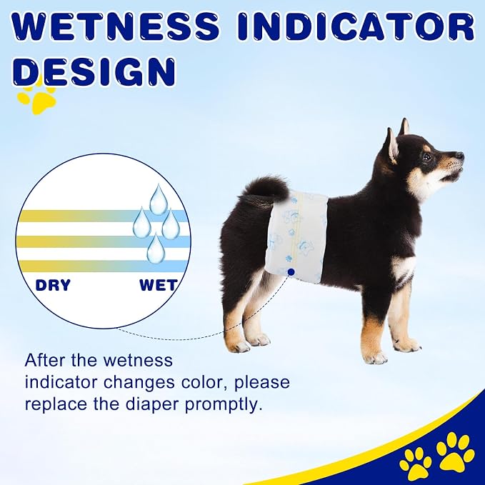 XPCARE 50 Count Disposable Male Dog Diapers, Male Dog Wraps,Super Absorbent Leak-Proof Fit (Small)