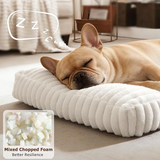 XXL Dog Bed, Flat Pet Beds with Removable Washable Cover, Pet Mat Cute Dog Crate Bed Thick Shredded Chopped Crate Foam & Anti Slip Bottom for Indoor