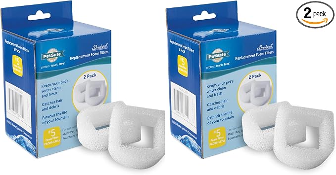 PetSafe Drinkwell Replacement Foam Filters Compatible with PetSafe Ceramic and Stainless Steel Pet Fountains, for Water Dispensers for Dog, 2 Count Pack - PAC00-13711, White (Pack of 2)