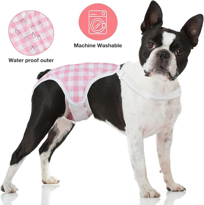 MICOOYO Dog Diaper Onesie Sanitary Pantie with Adjustable Suspender Washable Dog Period Panties Doggie Diapers Pet Underwear Female Dogs Diapers for Heat (Striped, M/L)