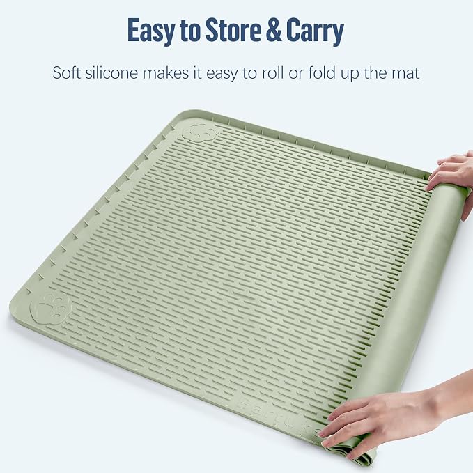 Pee Pad Holder for Dogs, 70" x 45" Silicone Pee Tray Mat Leak-Proof, High Edge, No Spill Pet Pad Holder for Puppy, Cat, Rabbit, Training Pads for Floor Protection, No Pee Pads (Green)
