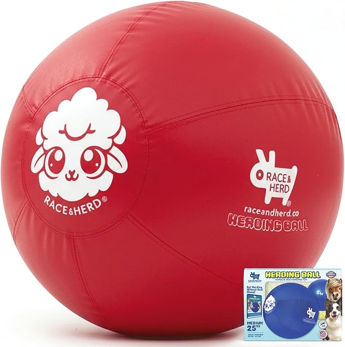 Race&Herd 25" Original XXL Herding Ball for Dogs Large - Herding Toys, Durable Outdoor Big Dog Herding Ball for Australian Shepherd, Corgis, Border Collie Ball & Other Medium to Large Breeds (Cherry)