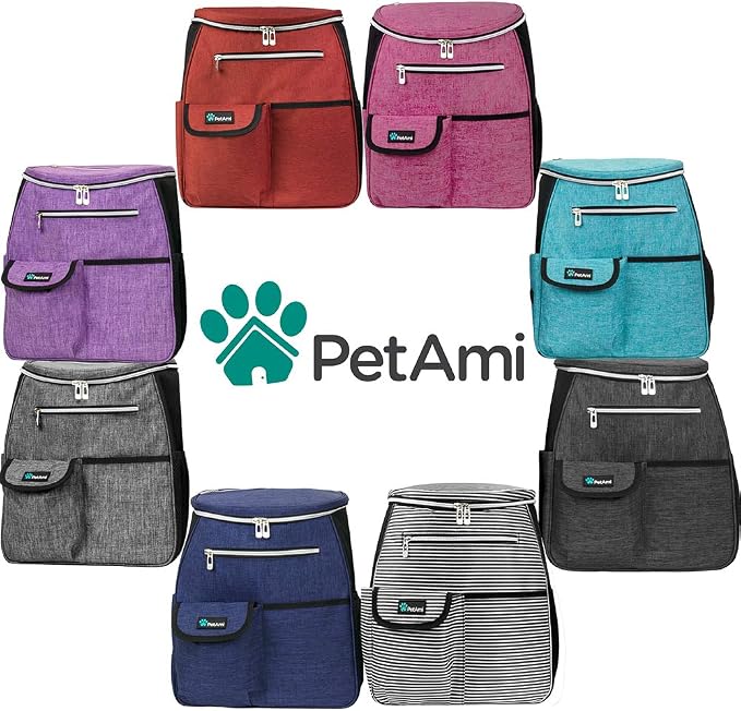 PetAmi Dog Travel Bag Backpack, 27L Airline Approved Pet Supplies Organizer with 2 Food Containers, 2 Collapsible Bowls & Poop Bag Dispenser, Weekend Road Trip Camping Dog Mom Gift, Red