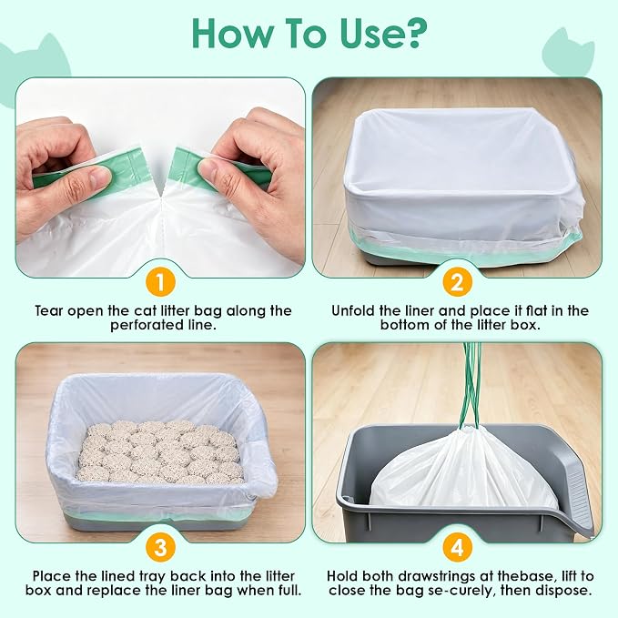 Thickened Automatic Cat Litter Box Liner Bag, 40 Count 26"×16", Extra Thick Leakproof, Tear-Resistant, Heavy Duty Enhanced Load-Bearing Strength, Fit for Litter Robot 3&4 Cat Litter Bags