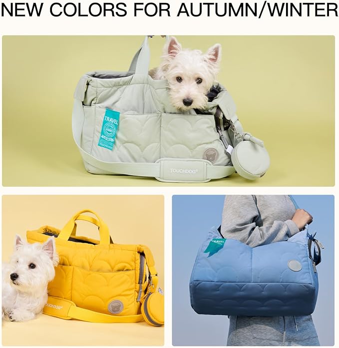 Macaron Cloud Pet Carrier Bag for Small Dogs and Cats, Lightweight Handheld Shoulder Crossbody Puppy Carrier with Storage Pocket, Breathable Expandable Pet Travel Carrier (Pea Green)