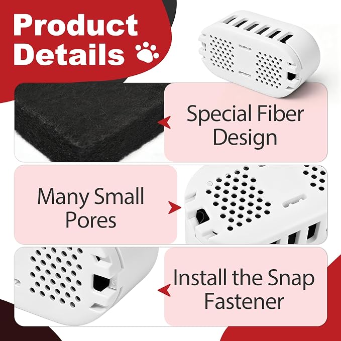 6Pcs Cat Litter Box Deodorizer Cartridges Compatible with Ellenpent ICB019 & ICB020 Automatic Litter Box, Long-Lasting Odor Control, Charcoal Filter Replacement for Multi-Cat Households