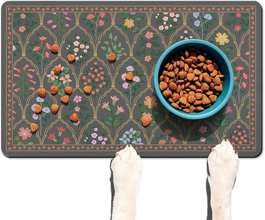 Absorbent Pet Dog Bowl Mat for Food and Water, Pet Cat Food Feeding Mat with Non Slip Rubber Backing, Dog Food Mats for Floors Waterproof, 17"x30"