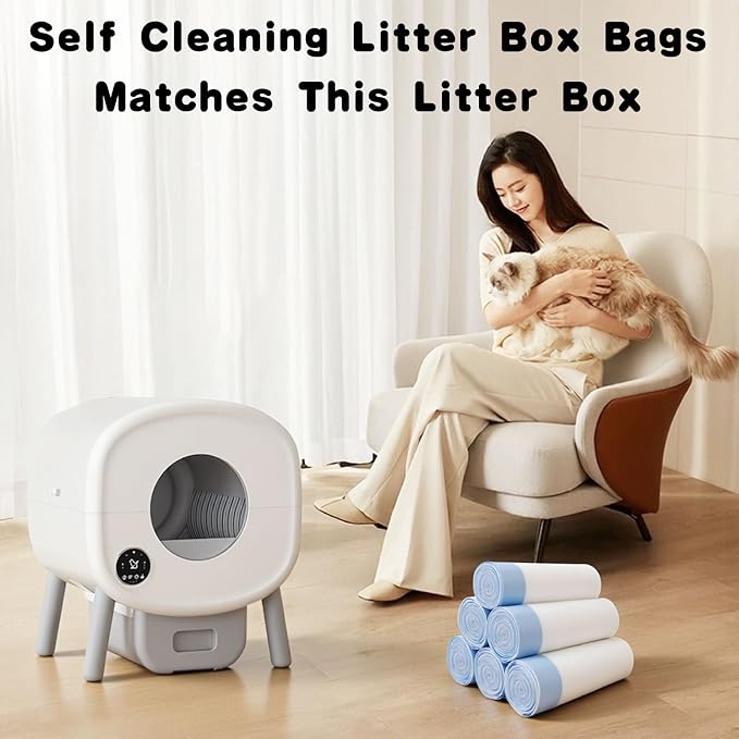 120-Pack Heavy Duty Cat Litter Box Liners for Fsitego & Fumoi Self-Cleaning Litter Boxes, Extra Thick Automatic Litter Box Bags, with Drawstring and Leakproof Cat Litter Bags