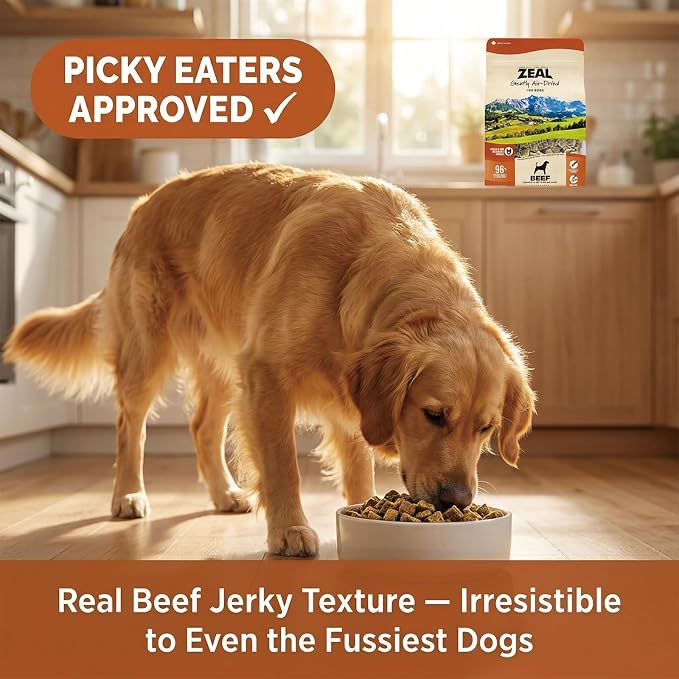 ZEAL Canada Air-Dried Beef Recipe for Dogs - High Protein, Natural Superfoods, Nutrient Rich, No Fillers, Grain Free, Complete & Balanced (Beef, 2.2 lb)