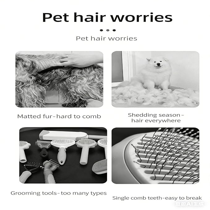 2-in-1 Detangling & Grooming Comb: Professional Deshedding for Dogs & Cats. Gentle Undercoat Rake that Safely Removes Mats, Tangles & Loose Fur – Perfect for Both Long and Short Hair Pets (A WHITE)