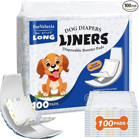 Dog Diaper Liners for Male and Female Dogs(100ct), Super Absorbent Disposable Dog Diaper Booster Pads Inserts fit Most Reusable and Washable Pet Belly Band, Wraps