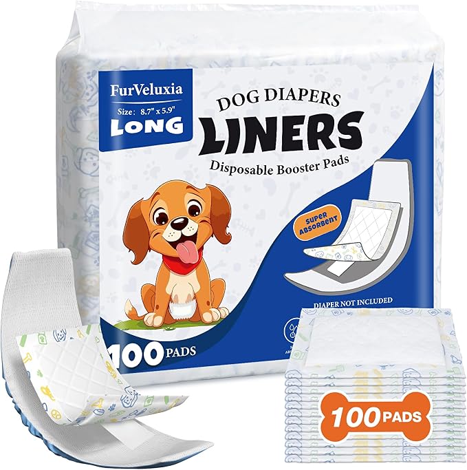 Dog Diaper Liners for Male and Female Dogs(160ct), Super Absorbent Disposable Dog Diaper Booster Pads Inserts fit Most Reusable and Washable Pet Belly Band, Wraps