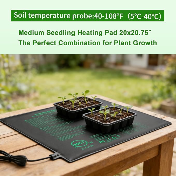 Bestio Waterproof Seedling Heat Mat, 20×20.75 in Heat Mats for Seed Starting, MET Certified Seed Mat, Suitable for Indoor Gardening, Germination