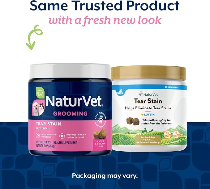 NaturVet Lutein Tear Stain Supplements for Dogs & Cats – Prevents Tear Stains for Dog, Cat Breeds – Includes Oregon Grape Root, Marshmallow Root, Cranberry Extract – 120 Ct.