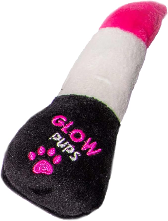 Glow Pups Plush Dog Toy Set, Squeaky Lipstick, Cell Phone and Nail Polish Dog Toys, Crinkle Material, Interactive Fun, Puppy Teething Toys, Pink/Fuchsia (3 Pack)