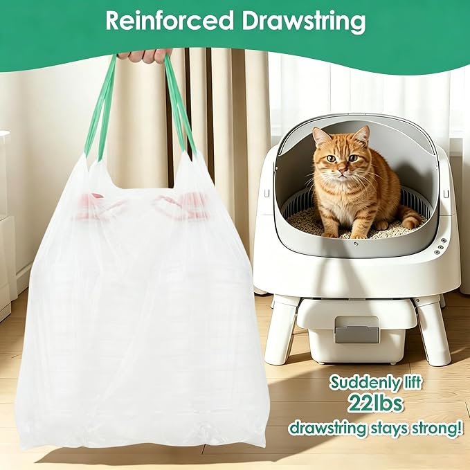Thickened Automatic Cat Litter Box Liner Bag, 40 Count 26"×16", Extra Thick Leakproof, Tear-Resistant, Heavy Duty Enhanced Load-Bearing Strength, Fit for Litter Robot 3&4 Cat Litter Bags