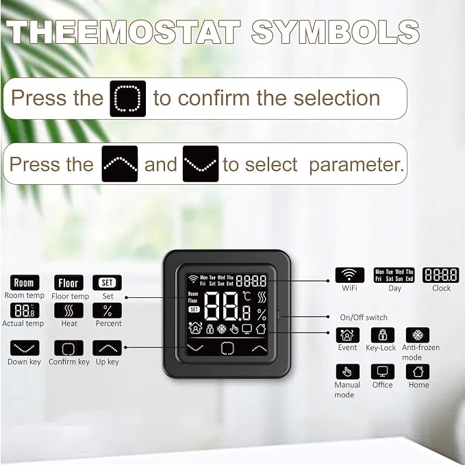 HEATIT Programmable Thermostat, WiFi Smart Thermostat for Electric Radiant Floor Heating with Touchscreen, 85V-265V Wide Voltage Range, Dual Sensing, Black
