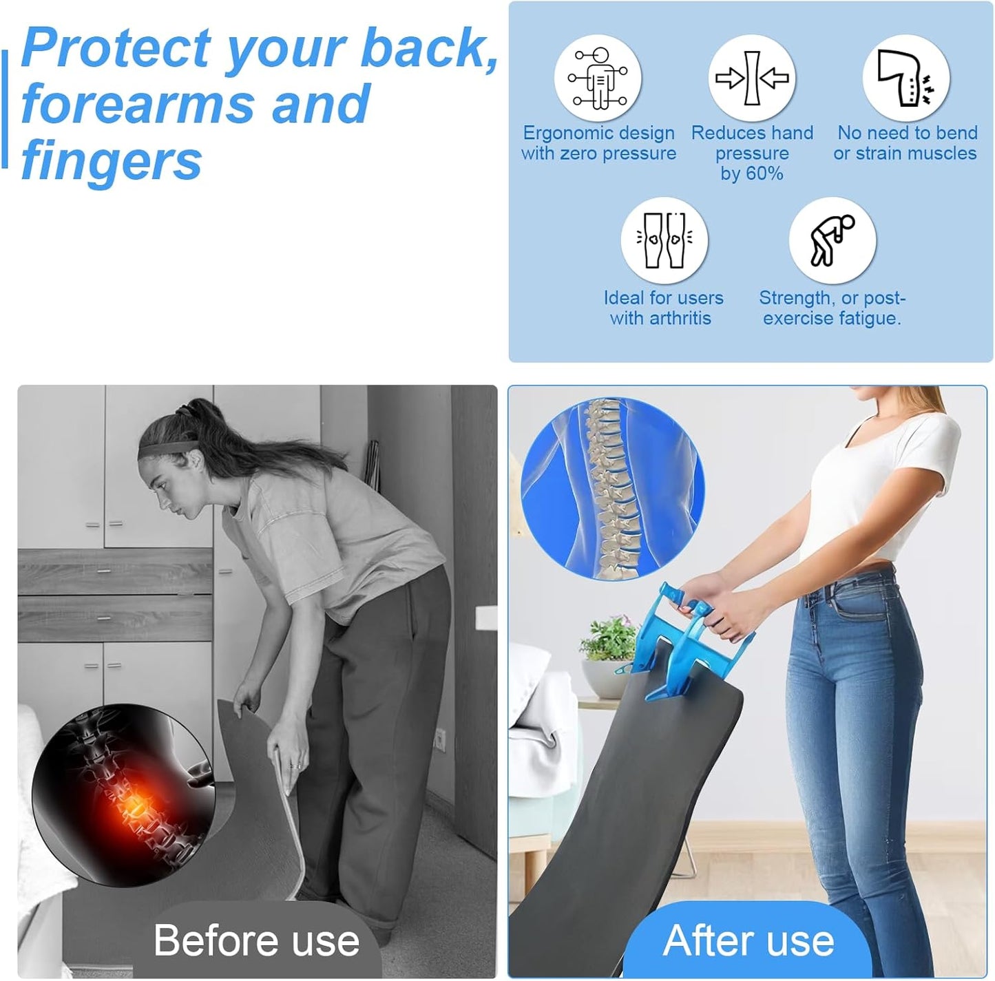 2-Pack Heavy Duty Mat Grippers – Stall Mat Movers for Horse Barn, Gym, Trailer & Rubber Flooring – Ergonomic Mat Puller for Easy Lifting & Moving – Durable, Non-Slip Handles for Secure Grip