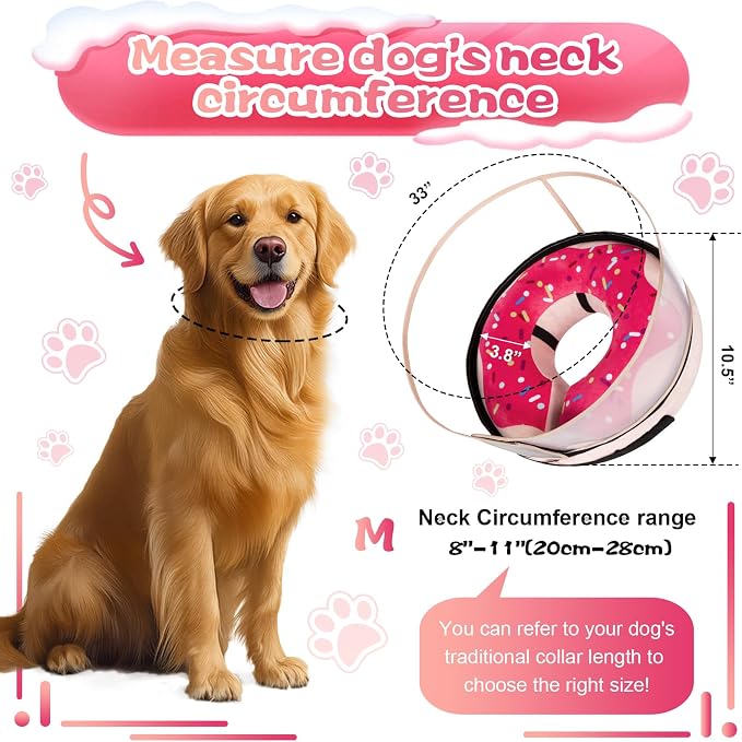 CNEO Inflatable Dog Cone Collar with Detachable Enhanced Anti-Licking Shield, Soft Neck Donut Collar for Dogs After Surgery, Adjustable Dog Cone Alternative for Large Medium Small Dogs & Cats
