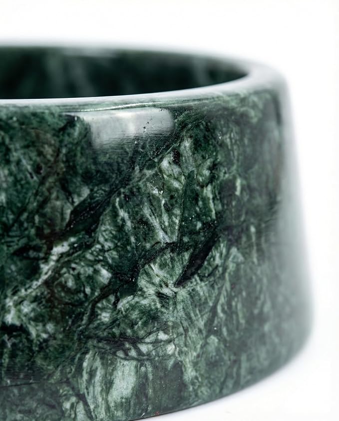 OOBOOB Natural Marble Dog Bowls, Heavy Non-Skid Dog Food Bowl & Dog Water Bowl with Unique Veining, Modern Stylish Pet Feeding Bowl for Small to Medium Dogs & Cats