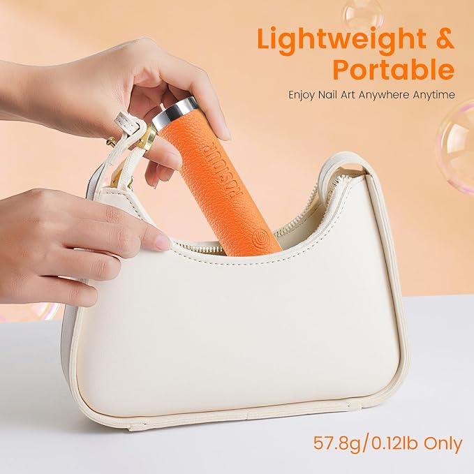 Mini UV Lamp for Gel Nails- Handheld Flash Cure Fast Dry UV Lamp with Stand- Rechargeable Nail UV Led Curing Light with Auto Sensor for Home Manicure Salon (Orange)