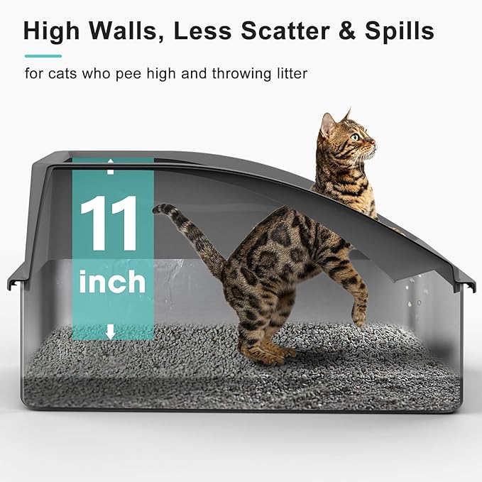 AIPERRO 2 Pack Stainless Steel Litter Box | XL Enclosed Cat Litter Boxes with Lid for Big Cats and Multi-Cats | High Sided, Anti-Urine Leakage | Non-Stick Bottom（Multi-Colored）
