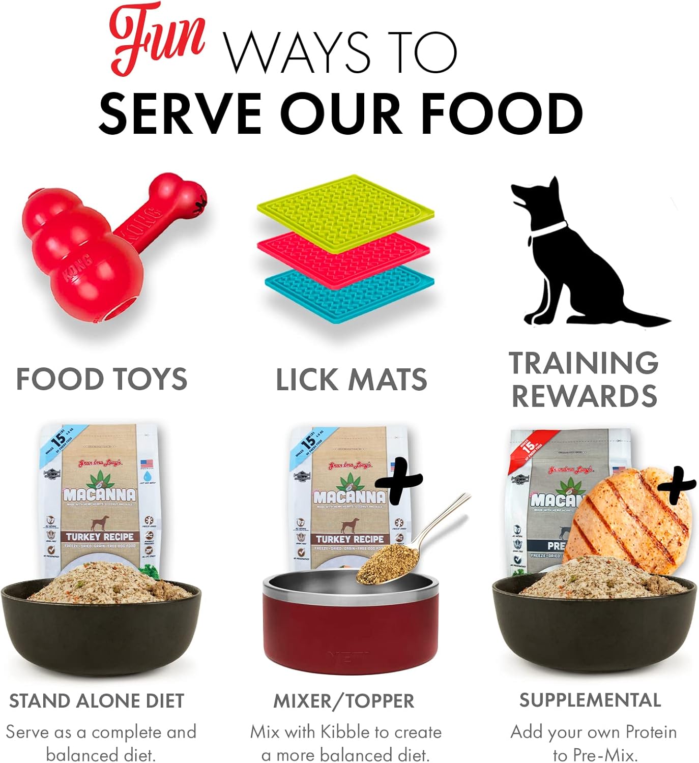 Macanna Grandma Lucy's Grain-Free Turkey Freeze-Dried Dog Food 3 Lbs., Brown