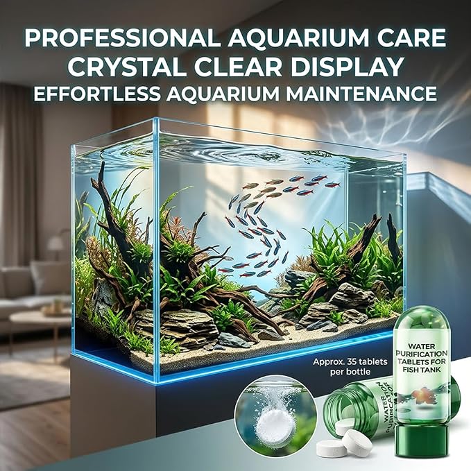 Powerful Aquarium Water Purification Tablet, Water Purification Tablets for Fish Tank, Efficient Clear Turbidity & Improve Water Quality, New Year's Gift for Aquarium Enthusiasts (5pcs)