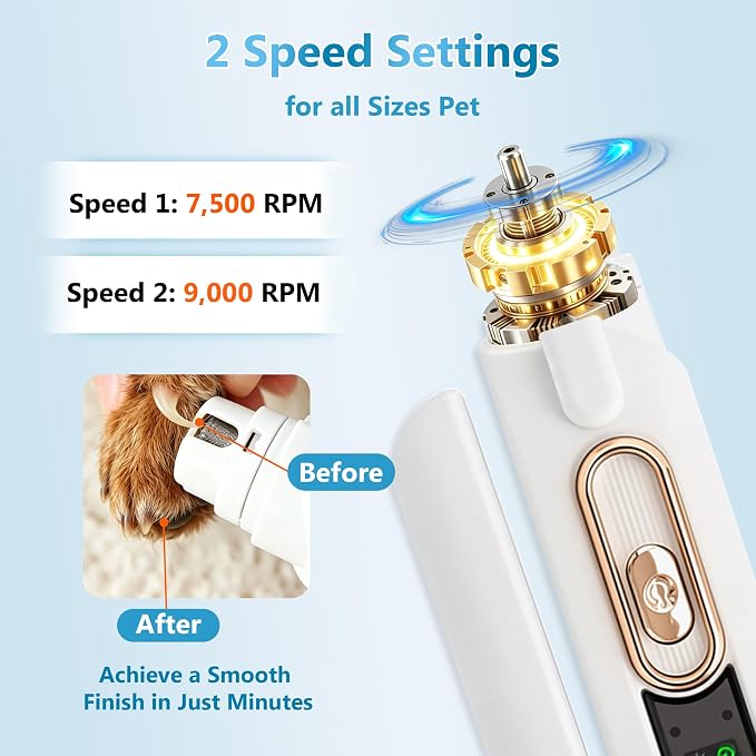 2-in-1 Dog Nail Clippers and Grinder with Light, Quiet Electric Pet Nail Trimmer for Small Medium Large Dogs & Cats, 2 Speeds, Rechargeable, Splash Guard & Safety Lock, Painless Grooming Tool | dog nail clippers with quick sensor silent groom pro nail ...