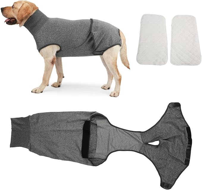 Sanitary Dog Pantie Full Body Dog Diaper - Reusable Physiological Clothing for Male & Female Dogs - Menstruation & Neuter Recovery Diapers - Washable (M)