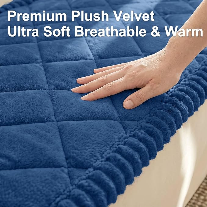 Smiry Couch Cover for Dogs, Non Slip Washable Pet Sofa Protector for Large Dogs, Cats, Fuzzy Plush Sofa Covers for 3 Cushion Couch, Against Fur, Dirt & Scratch Resistant, Navy, 27.6"×82.7"