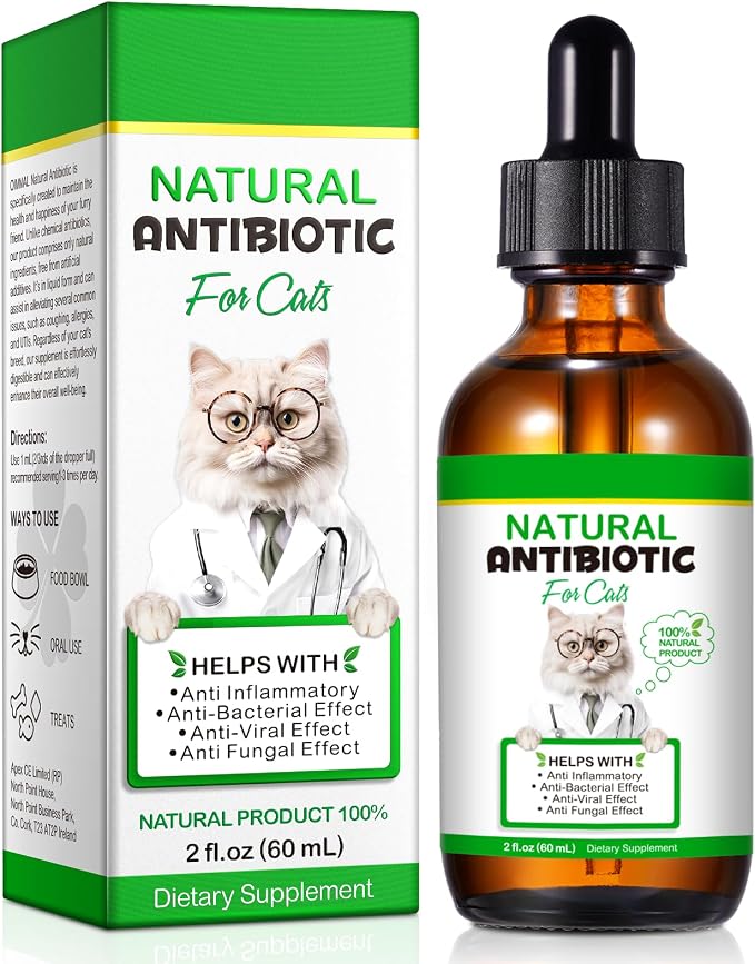VOSIFSDIY Cat Antibiotics, Antibiotics for Cats, Natural Cat Antibiotics Multivitamin Herbal Supplements 60ml